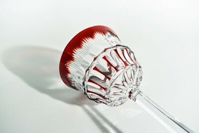 JOSEPHINENHÜTTE 30s Überfang- Tiefschliffglas ° Weinglas ° Design