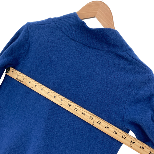 Carole Little Cardigan Sweater Womens Small Blue Lambs Wool Angora One Button - Picture 10 of 13