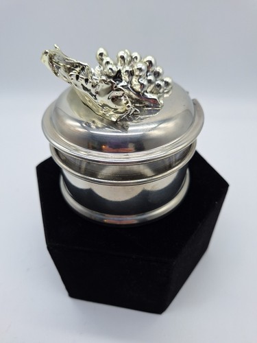 Relish Jam Dish Pure Pewter 95% Crystal Insert 24% Italy Grapes Leaves - Picture 6 of 14