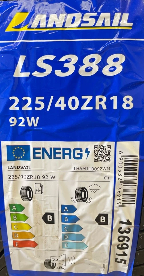 X2 225 40 18 92W XL LANDSAIL TYRES WITH AMAZING B,B RATINGS  225/40R18 - Image 2 of 4