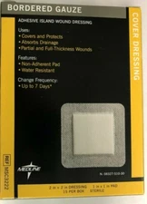 Medline Bordered Gauze Adhesive Island Wound Dressing MSC3222  2" X 2" 15/Box