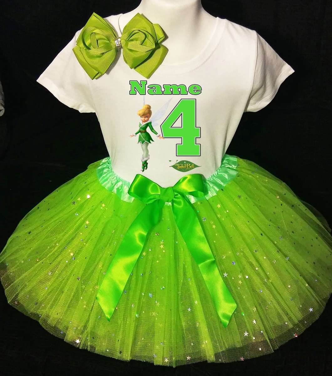 TinkerBell **With NAME** 4th fourth 4 Birthday green Tutu dress Fast  Shipping | eBay