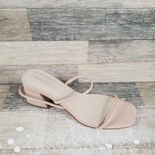 Marc Fisher Light Latte Galvin Womens Sandals Sz 9.5 M Beige Leather Block Heel