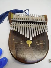 Kalimba Thumb Piano 17 Key Finger Piano Musical Instrument Kitten Cat With Case 