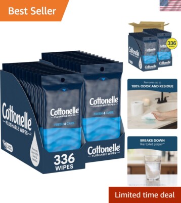 24 Pack Fresh Care Flushable Wipes - Gentle, Biodegradable, and Travel-Friendly