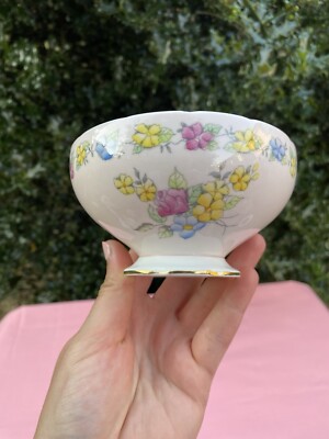   Vintage Bone China E.Bain & Co Foley Zuckerdose mit Fuß Blumen