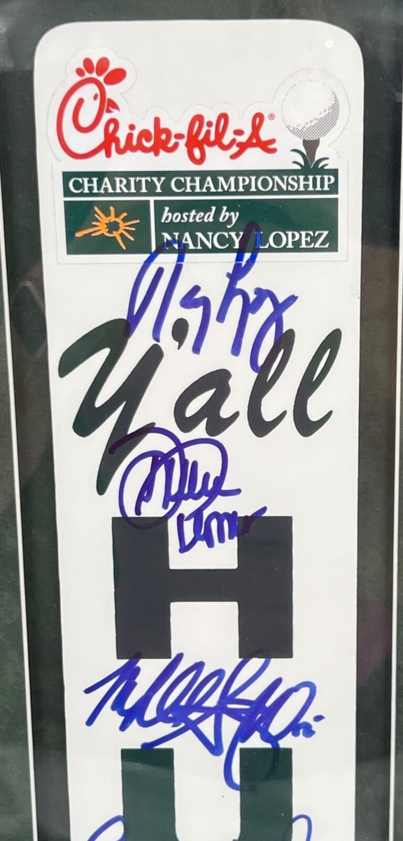 Framed Signed Golf Hush Yall Paddle Sign Stick Nancy Lopez