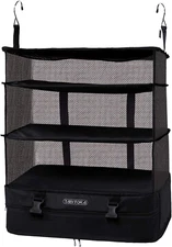 TABITORA Portable Hanging Travel Shelves Bag Packing Cube XL, Black-XL 