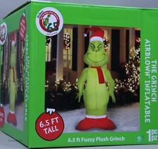 Gemmy Christmas The Grinch 6.5 ft Fuzzy Plush Grinch Airblown Inflatable NIB