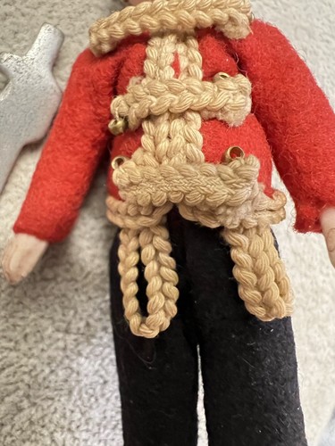 ANTIQUE Dolhouse 4” All BISQUE GERMAN FRENCH MILITARY MAN OFFICER w Felt Clothes - Picture 3 of 13