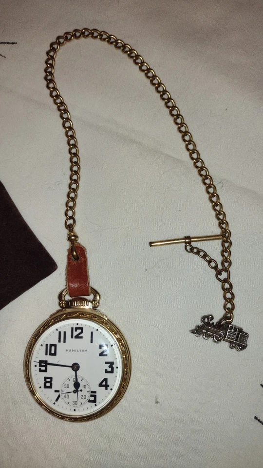 Vtg 1948 Hamilton 992B Railroad Grade 21 Jewel Pocket Watch 10k Gold FD Model 4 - Image 2 of 4