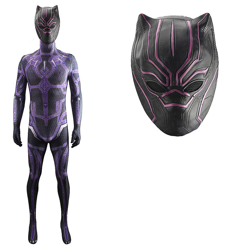 Black Panther コスプレ レア!! Purple Black Panther Jumpsuit Superhero Cosplay Costume