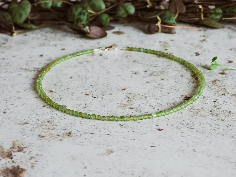 Tobillera Peridoto Delicada Cuentas Verde Sanación Reiki Resistente al Agua Mujeres Regalos Foto 2 de 4