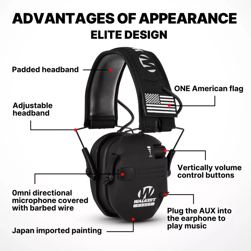 Walkers Shooting Ear Protection Hearing Muff Slim Anti-noise Electronic Ear Muff - Image 2 of 4