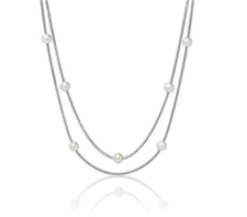 Collana Miluna Donna Argento 925 Doppio Filo Perle 6,5-7 mm _PCL5625