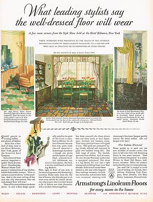 1920s BIG Vintage Armstrong Linoleum Flooring Art Deco Color Print Ad i