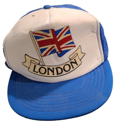 Vintage 1980s-90s Blue London Snapback Trucker Hat Mesh Cap