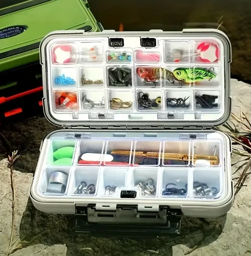 1x Fishing Lure Bait Tackle 2 Layer Storage Box Case Waterproof Compartments NEW - Picture 8 of 150