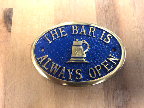 The Bar Is Always Open Brass Plate Sign Boat Canal Narrowboat River Traditional - 第 1/1 張圖片