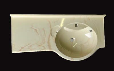 DAMIXA Mineralguss Möbel-Waschtisch 96x48 Beige Marbele Re.-Becken inkl Überlauf