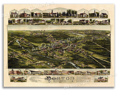 Norton Massachusetts 1891 Historic Panoramic Town Map - 20x28