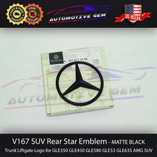 V167 SUV Mercedes MATTE BLACK Star Emblem Rear Trunk Lid Logo Badge AMG GLE350