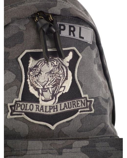 Polo Ralph Lauren Men's Grey Tiger Patch Camo Canvas Backpack Very Rare! image 3