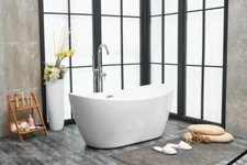 Bathtub Glossy White Freestanding Modern Acrylic Bathroom Soaking Bath Tub 54"