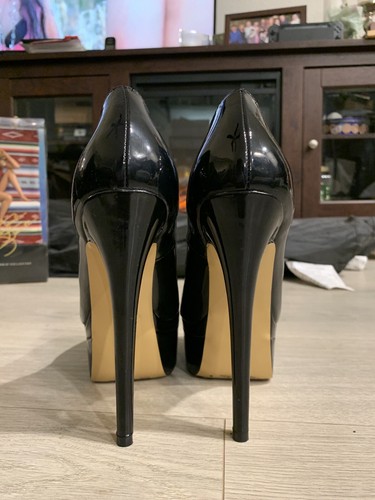Onlymaker Peep Toe Black Platform High Heel Stiletto Pumps Size 6 - Picture 3 of 9