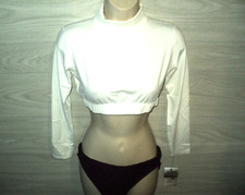Danskin in Motion Turtleneck Pullover Zipped Adult Sz L Dance Cheer 2914 White