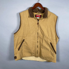 Wrangler Hero Sherpa Lined Zip Up Canvas Vest Adult Large Brown Corduroy Collar