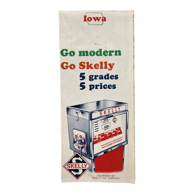 Vintage 1960's Skelly Iowa Oil Gas Service Station Travel Road Map