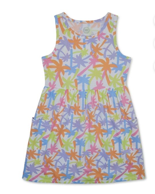 Wonder Nation Girl’s Palm Trees Sleeveless  Dress Size Medium (7-8) NEW
