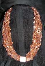 Halskette für Damen, Leitergarn, roségold, 100 % Handarbeit, Unikat