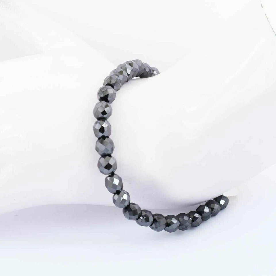 8 mm Black Diamond Bracelet 7.5 Inches Quality AAA Earth Mined Certified - Image 3 of 4