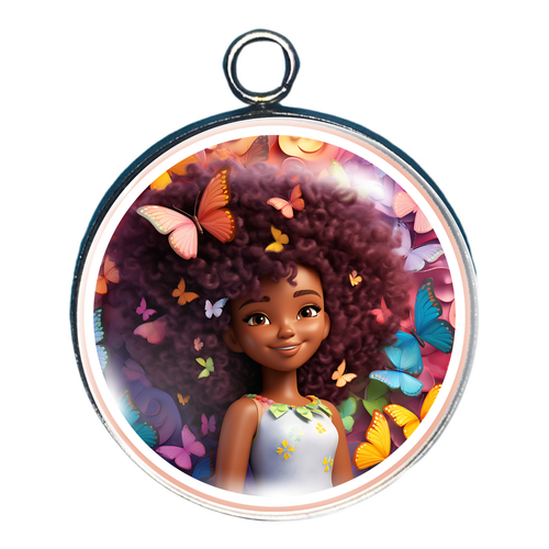 Beautiful 'Afro Girl' Glass Cabochon Charms, Juneteenth Charms - Picture 7 of 20
