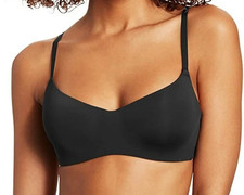 Maidenform Women's Pure Comfort Modern Scoop Neck Wireless Bra, Black, Small