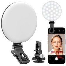 60 LED Ring Light, Rechargeable Selfie With Front Back Clip, 2500-6500K black