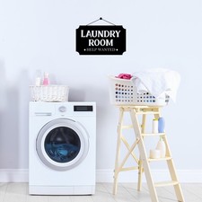 Laundry Room Help Wanted - Black 16" x 21.5" Wall Art Decal Vinyl Sticker