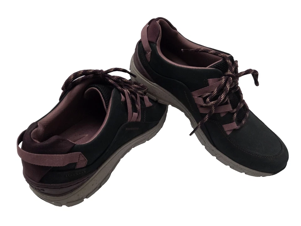 ZAPATILLAS CLARKS WAVEWALK WAVE RANGE AP MUJER TALLA 11M CUERO NEGRO/PÚRPURA USADAS EN EXCELENTE ESTADO Foto 3 de 4