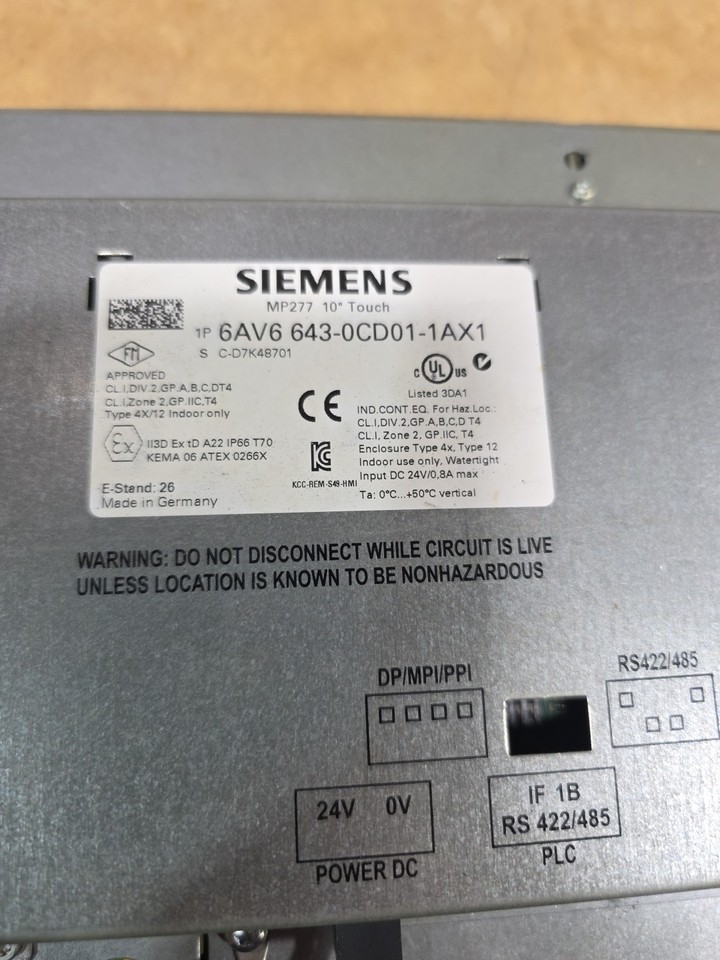 Siemens 6AV6 643-0CD01-1AX1 &ndash; Pannello Operatore Ricondizionato, Come Nuovo