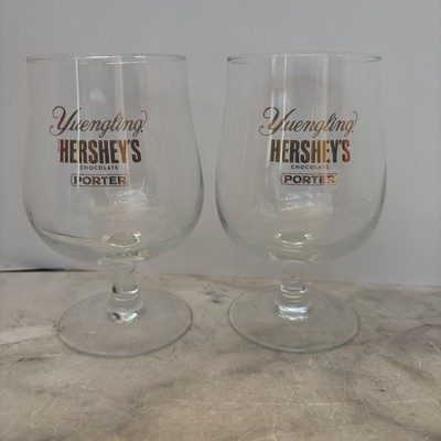Pair Of Yuengling Hershey s Chocolate Porter Stem Beer Glasses 6  Tall