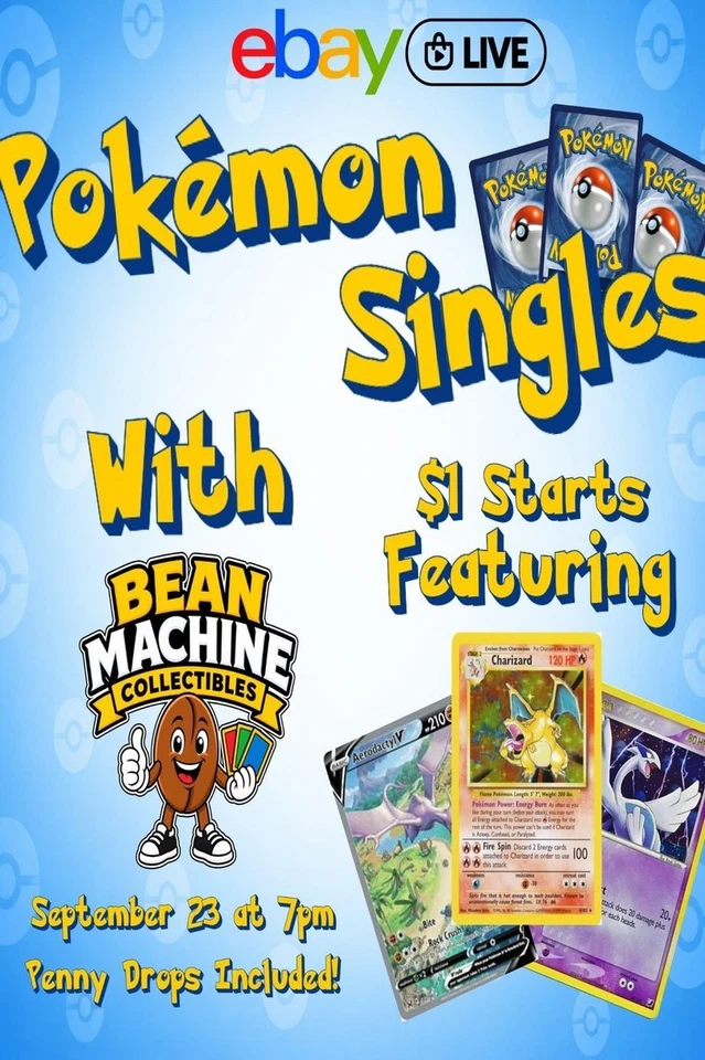 Pokemon Singles $1 Starts DEBUT w/BeanMachineCollectibles! 🔥