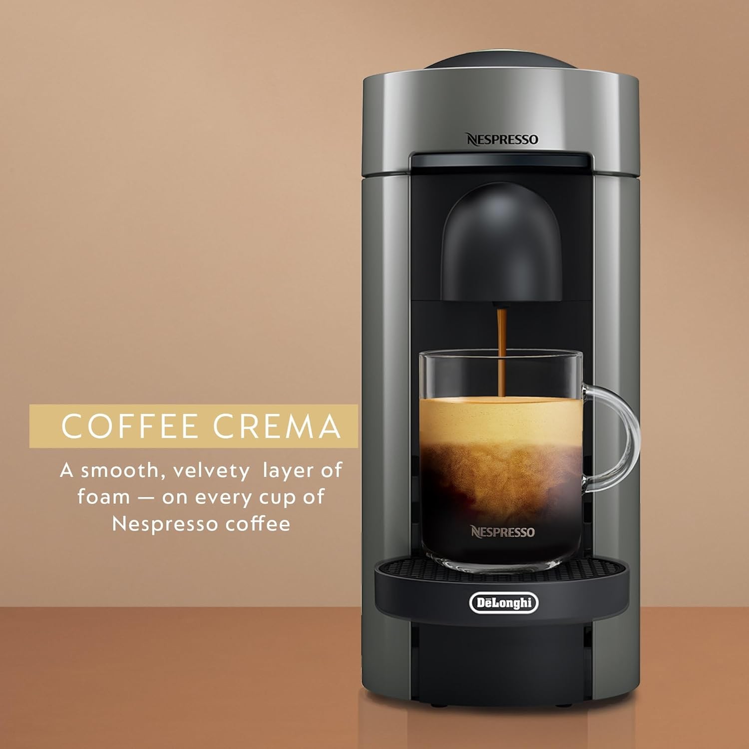 De'Longhi Nespresso Vertuo Plus Coffee and Espresso Maker with Milk Frother Grey