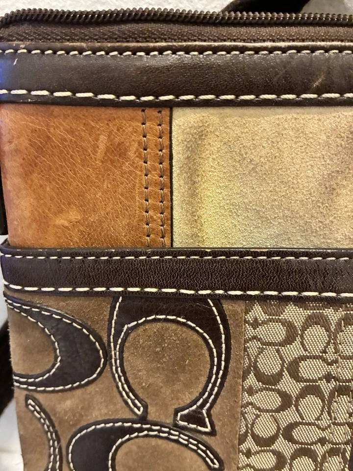 Bolso Bandolera Metálico De Colección Y2K Coach Signature Patchwork Cheetah Animal Foto 4 de 4