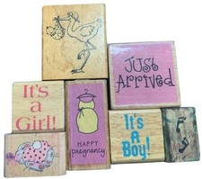Baby-Themed Wooden Craft Stamps Set Cute Designs Scrapbooking