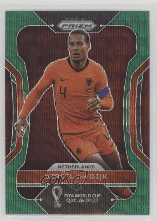 2022 Panini Prizm World Cup Qatar Green Wave Prizm Virgil Van Dijk #163 17zl