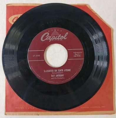 Ray Anthony Slaughter On Tenth Avenue 45 RPM 7  Vinyl Record Capitol Records