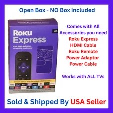 Roku Express HD Media Streamer With all Accessories - Black NO Box