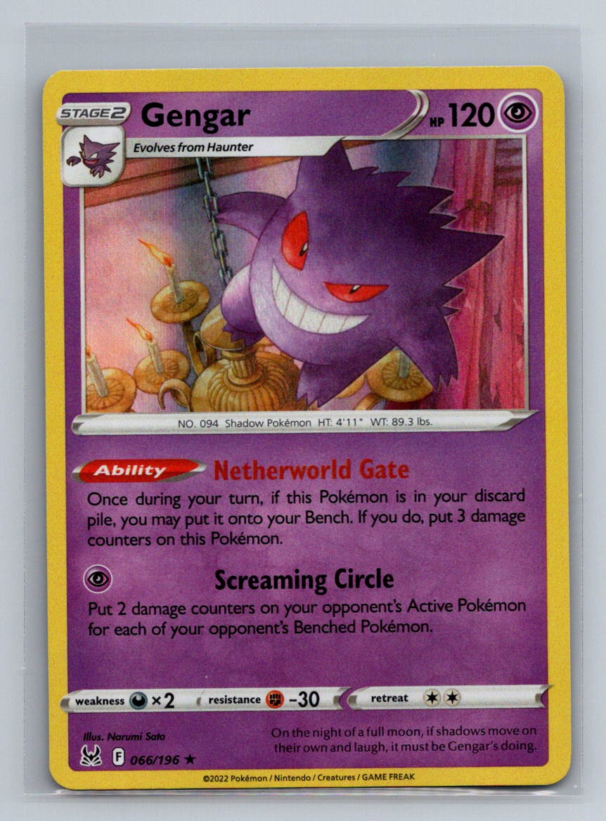 Gengar Holo Holo Rare SWSH11: Lost Origin SWSH11 Psychic 066/196 Pokemon Card TC